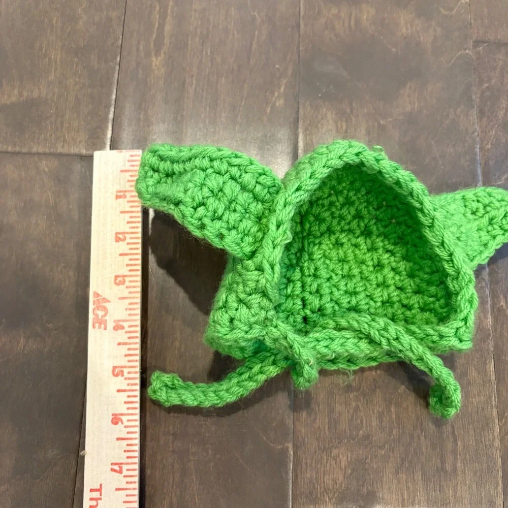 Handmade Crochet Yoda Pet Hat Green Dog Cat Costume Star Wars Inspired